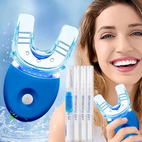 Teeth Profession Kit - 5X LED Light Tooth With 3pcs Pens,1 Desensitization Pen,1 Mouth Trays Restores Your White Smile,pefect Gift For Girlfriend (Color: Blue)