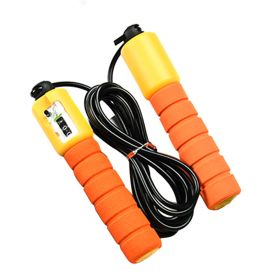 Skipping Rope With Counter Adjustable Length Counter Wear-resistant Foam Cotton Handle JumpRope Exercise Portable Sports Training Equipment (Color: Orange)